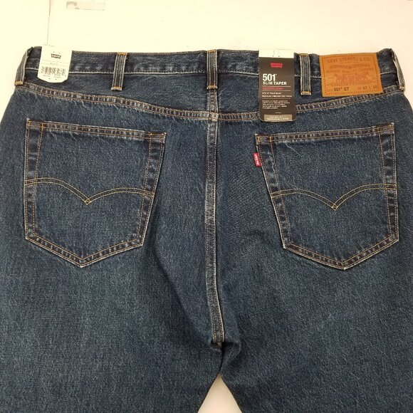Levi's Premium Men 501 Slim Taper Blue Selvedge Wash Denim Jean 42 X 30 NWT - Picture 6 of 12
